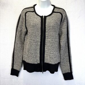 J. Crew Cashmere Blend Zip Up Cardigan Sweater Womens Small Black Knit Office